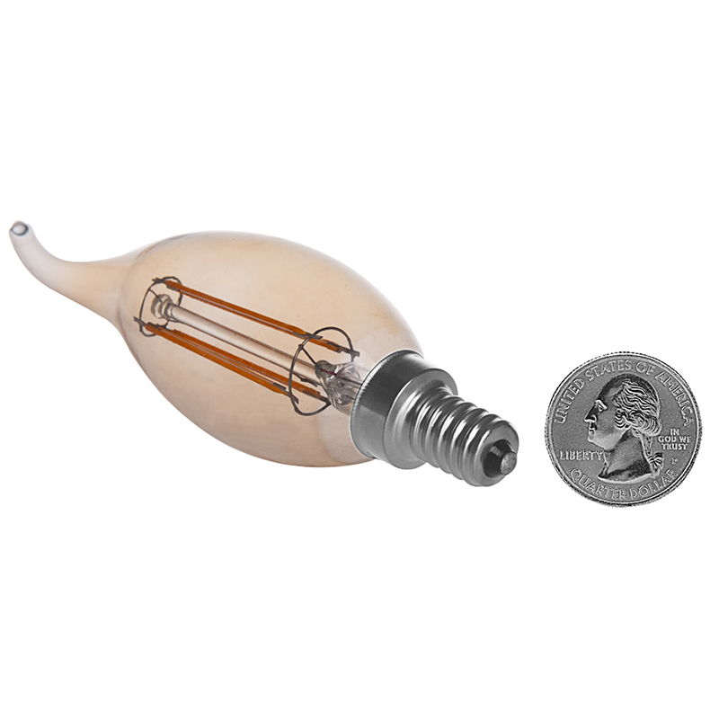 Gold Tint CA10 E12 4W LED Vintage Antique Filament Light Bulb, 40W Equivalent, 4-Pack, AC100-130V or 220-240V Gold Tint CA10 E12 4W LED Vintage Antique Filament Light Bulb, 40W Equivalent, 4-Pack, AC100-130V or 220-240V